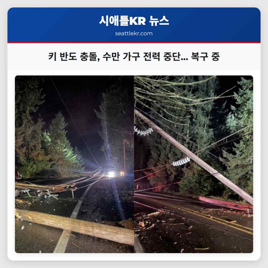 키 반도 충돌, 수만 가구 전력 중단... 복구 중