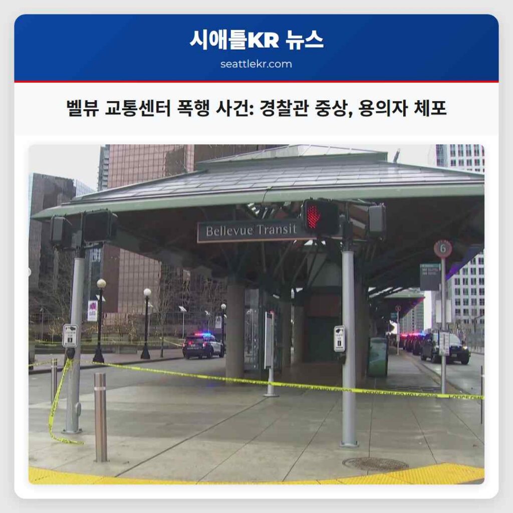 벨뷰 교통센터 폭행 사건: 경찰관 중상, 용의자 체포