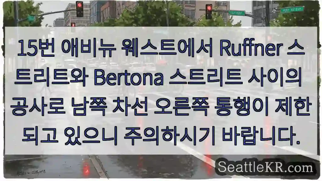 길 오른쪽 통제 중! 주의