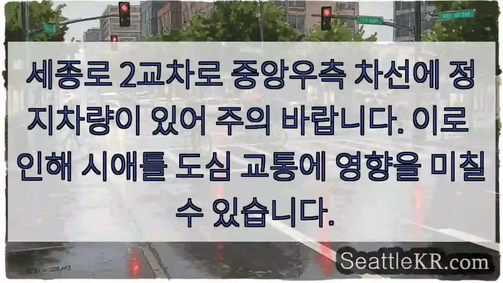 주의: 우측 차선 정차차량!