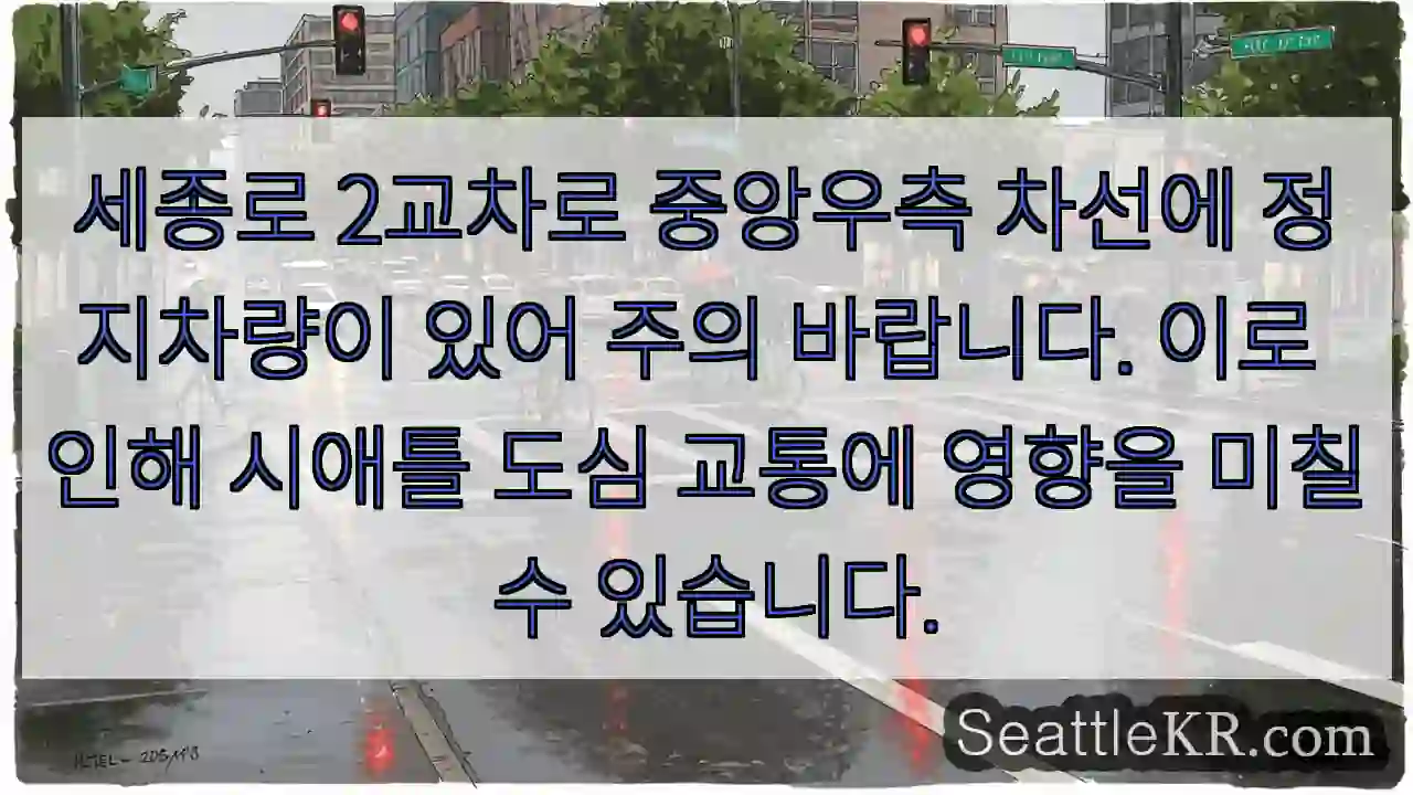 주의: 우측 차선 정차차량!