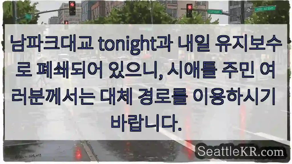 남파크대교 폐쇄! 대체 경로 확인