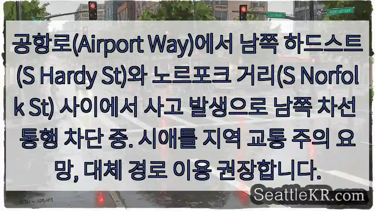 사고! 남쪽 차선 차단