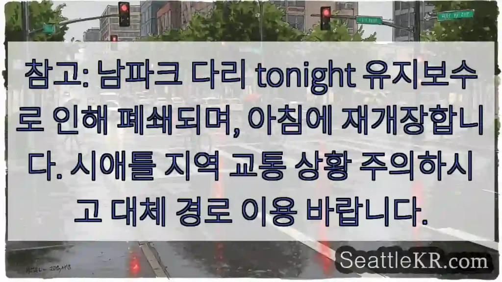 남파크 다리 오늘 폐쇄, 아침 재개장