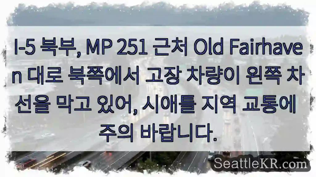 고장차 왼쪽 차선 차단, 주의!