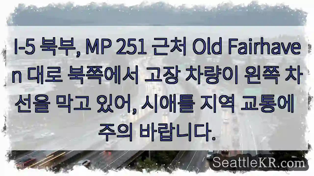 고장차 왼쪽 차선 차단, 주의!