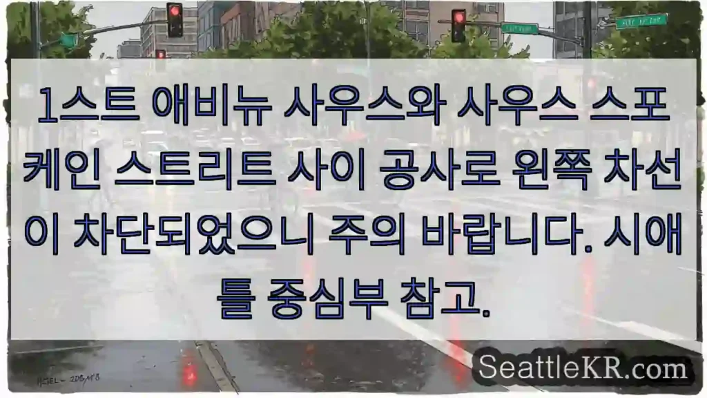 1 애비뉴 공사 중 차선 차단!