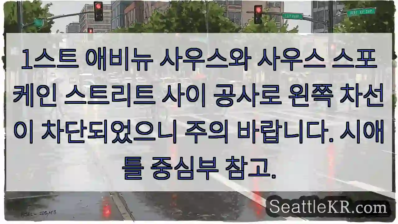 1 애비뉴 공사 중 차선 차단!