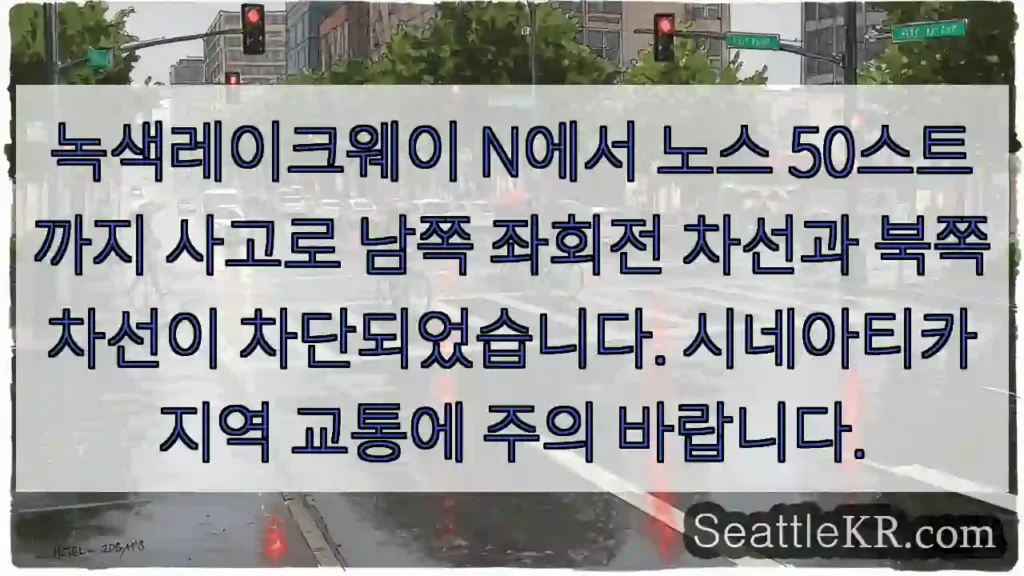 남쪽 차선 사고! 주의!