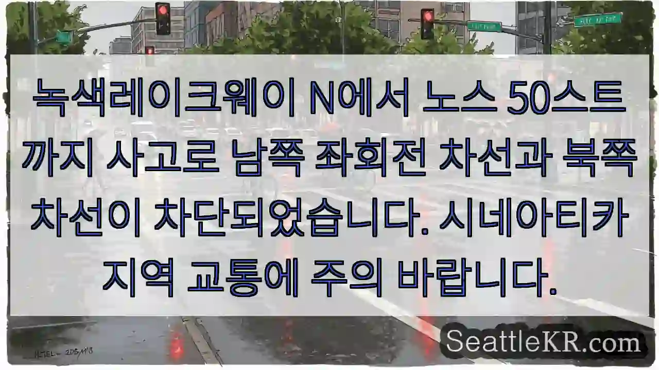 남쪽 차선 사고! 주의!
