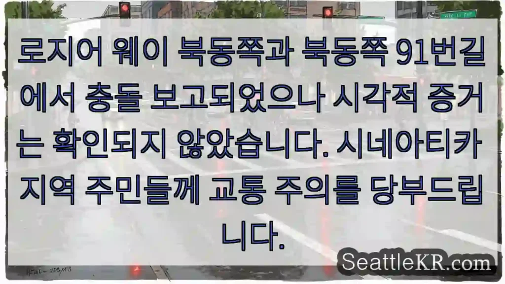 충돌 주의! 북동쪽 91번길