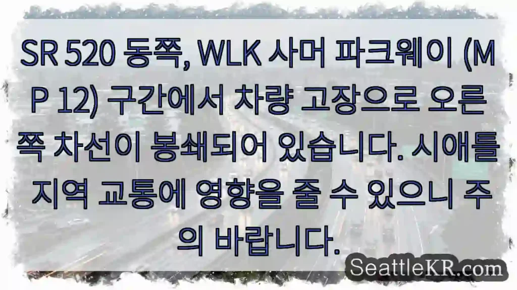 고장 차량! 오른쪽 차선 봉쇄