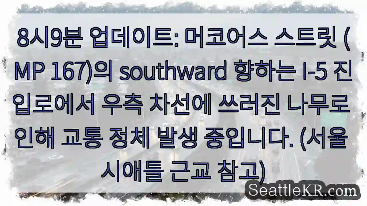 나무 넘어짐! I-5 우측 정체