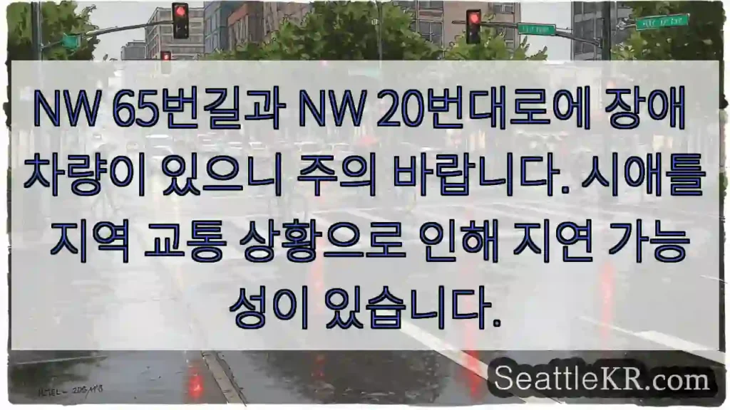 NW 65번길 주의! 차량 막힘