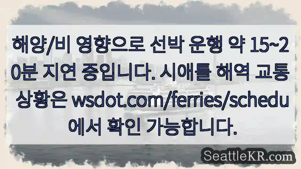 해상 상황으로 15~20분 지연