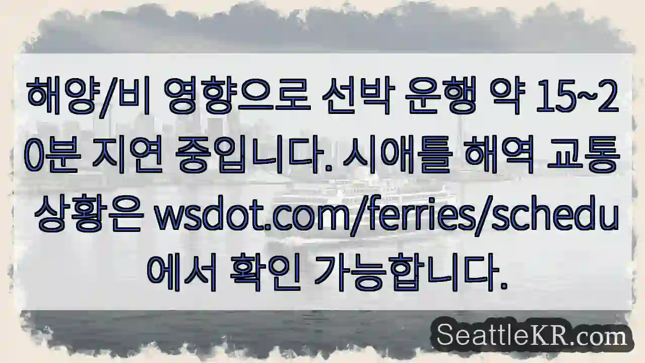 해상 상황으로 15~20분 지연