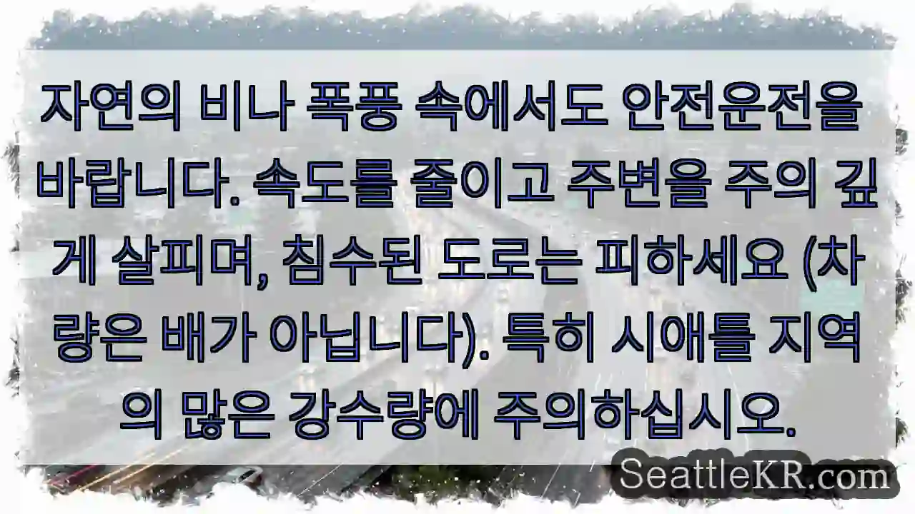 주의: 침수 도로 피하세요