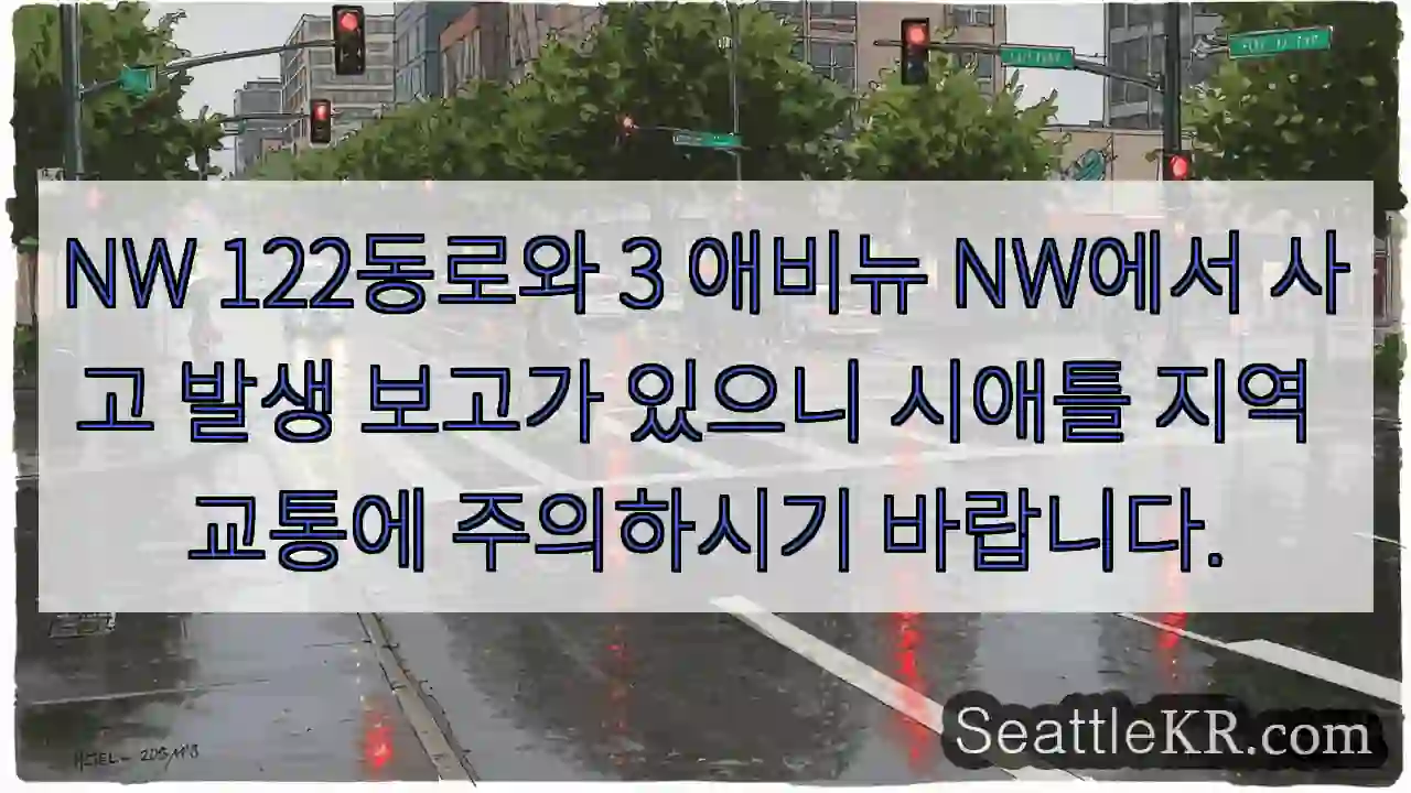 사고! NW 122동로 & 3 애비뉴 NW 주의