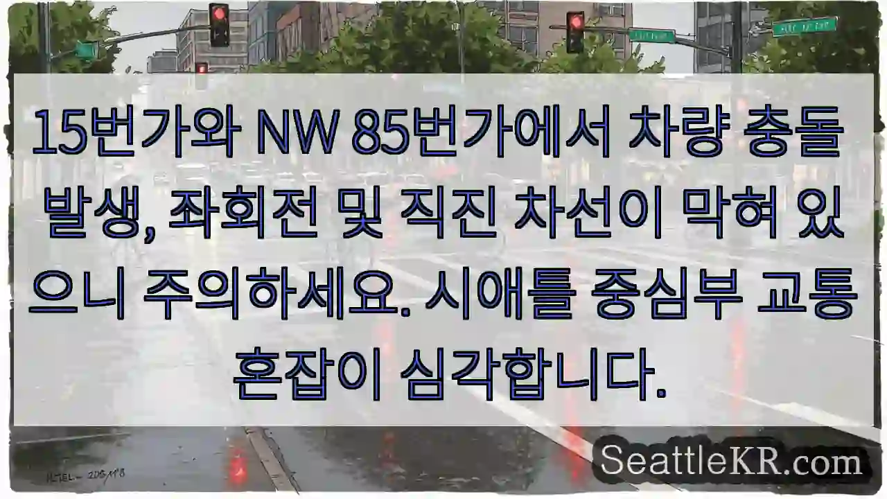 시애틀 교통뉴스 8 15번가 충돌! 우회 필수