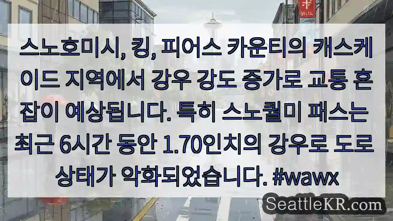 시애틀 날씨뉴스 4 교통 혼잡이 예상됩니다. 스노퀄미 패스 주의!