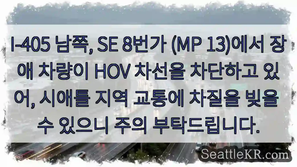 HOV 차선 막힘! 주의 필요