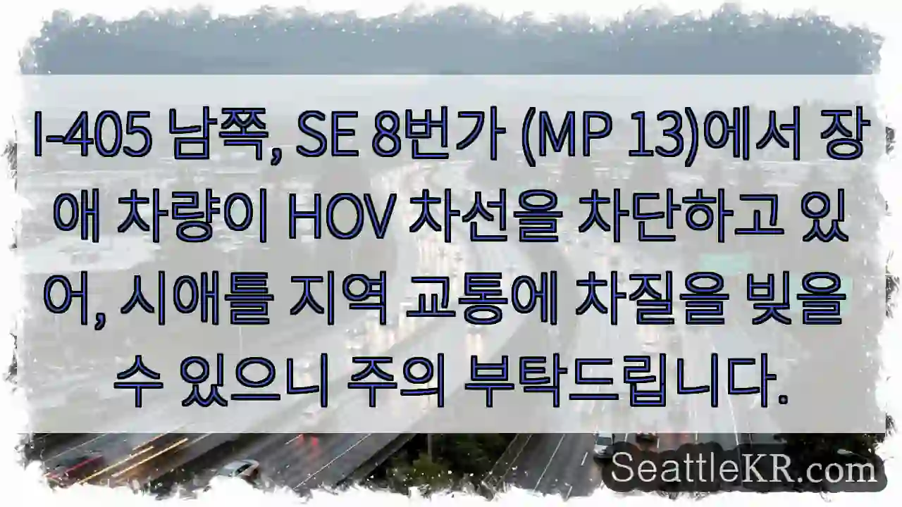 HOV 차선 막힘! 주의 필요