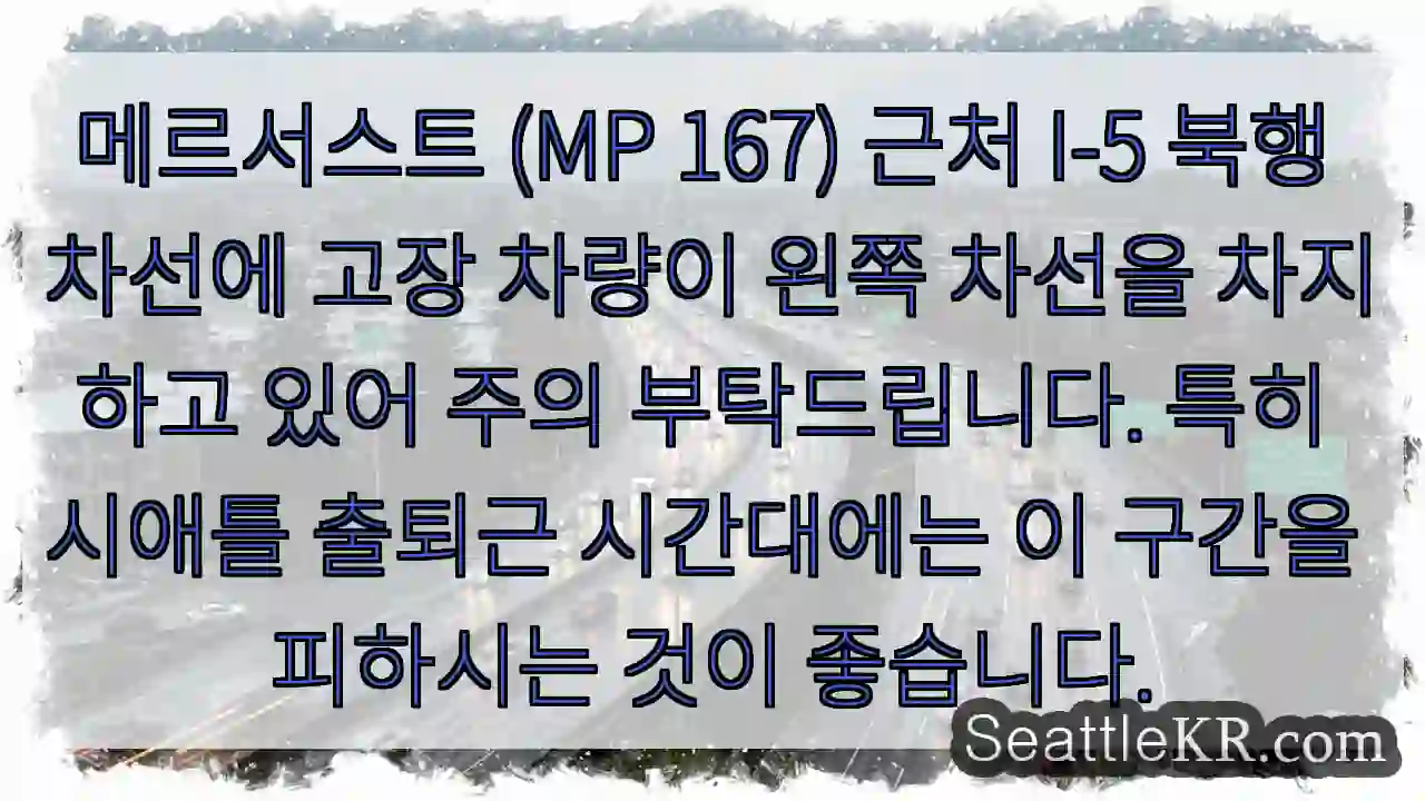 메르서스트 I-5 좌 차선 주의!