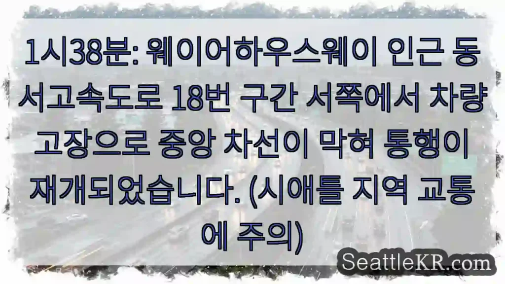 차량 고장, 차선 막힘! 주의!