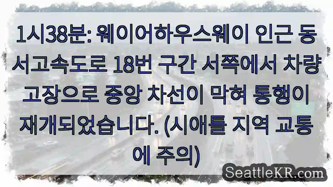 차량 고장, 차선 막힘! 주의!