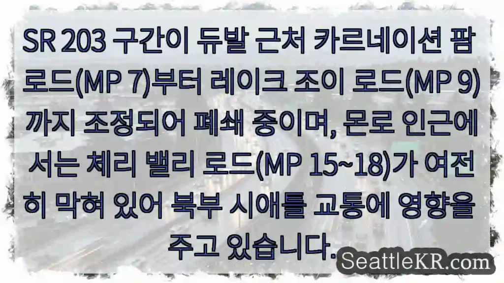 SR 203 폐쇄 구간 확인