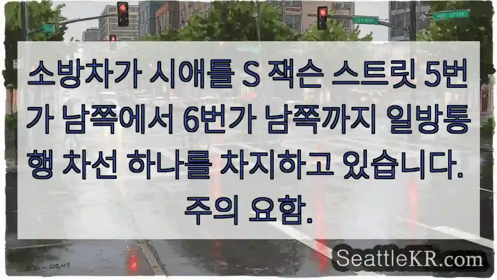 소방차 통행 중! 주의 필요