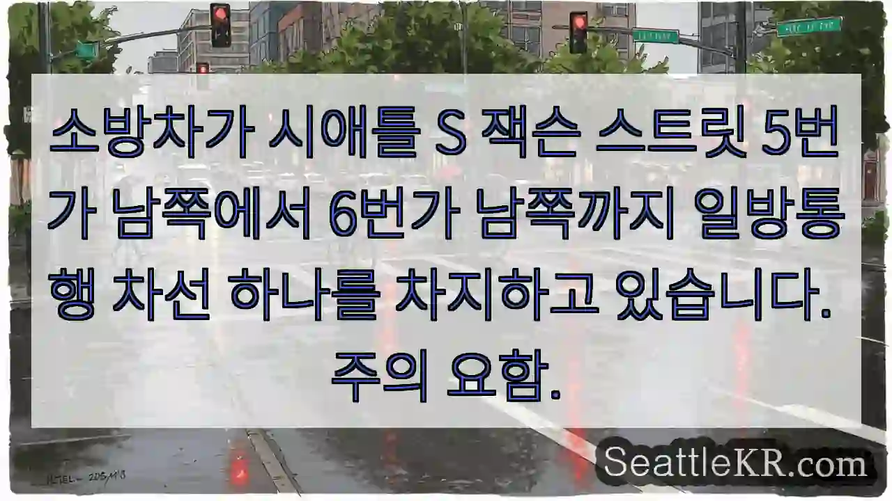 소방차 통행 중! 주의 필요