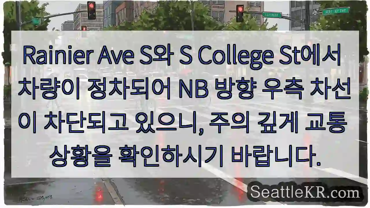 정차 차량, NB 차선 주의!