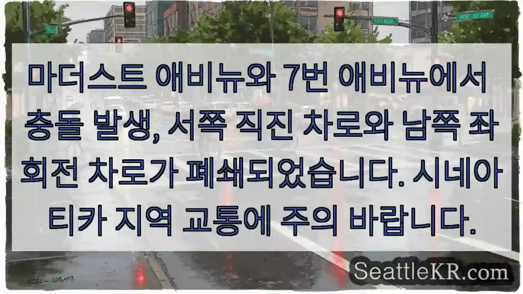 충돌! 7번 애비뉴 서쪽 차로 폐쇄