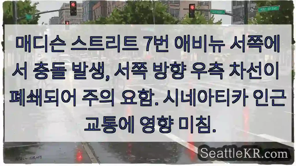 7 애비뉴 충돌! 우측 차선 폐쇄