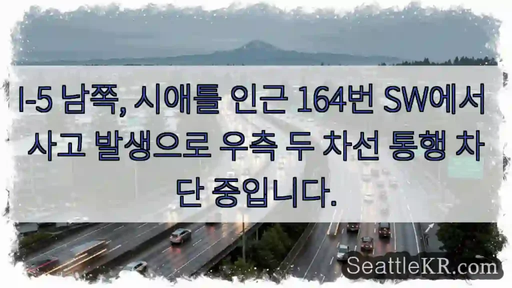사고 발생! 우측 두 차선 통행 불가