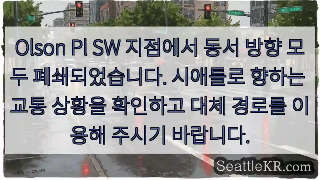 Olson Pl SW 폐쇄: 동서 방향 주의!