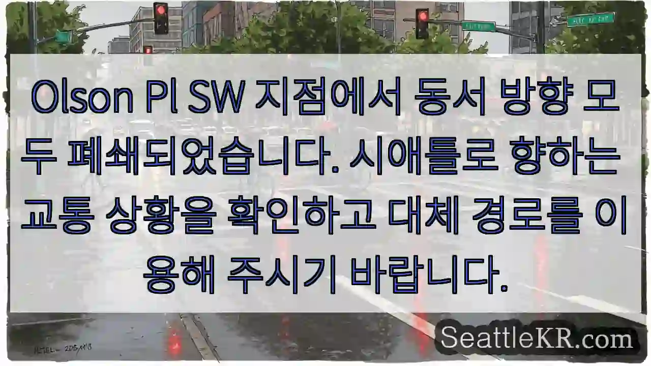 Olson Pl SW 폐쇄: 동서 방향 주의!