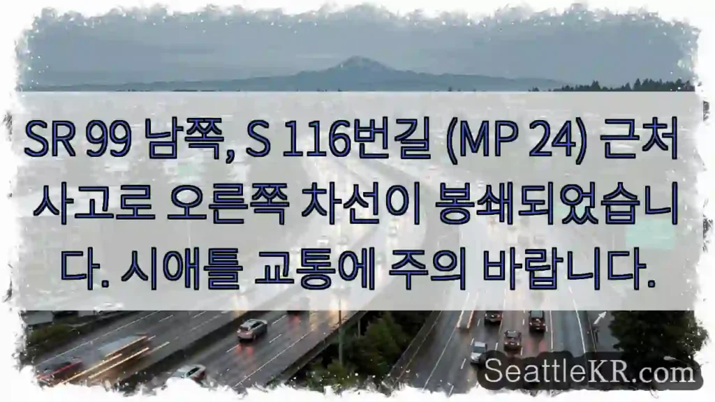 사고! 오른쪽 차선 통행 불가