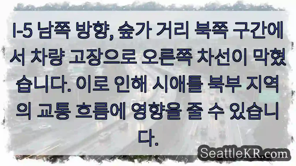 차량 고장! 우측 차선 정체