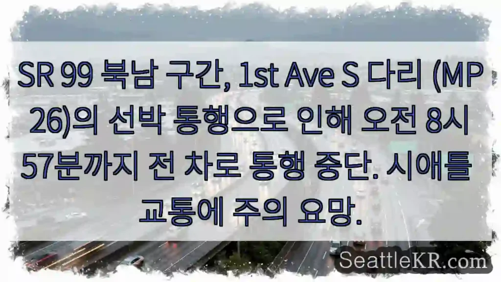 차량 통행 중단! 다리 위 선박 통행