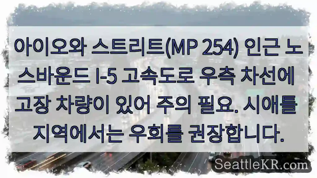 고장차로 주의! 우회 권장