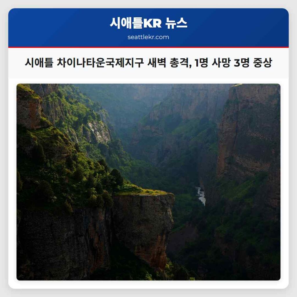시애틀 차이나타운국제지구 새벽 총격, 1명 사망 3명 중상