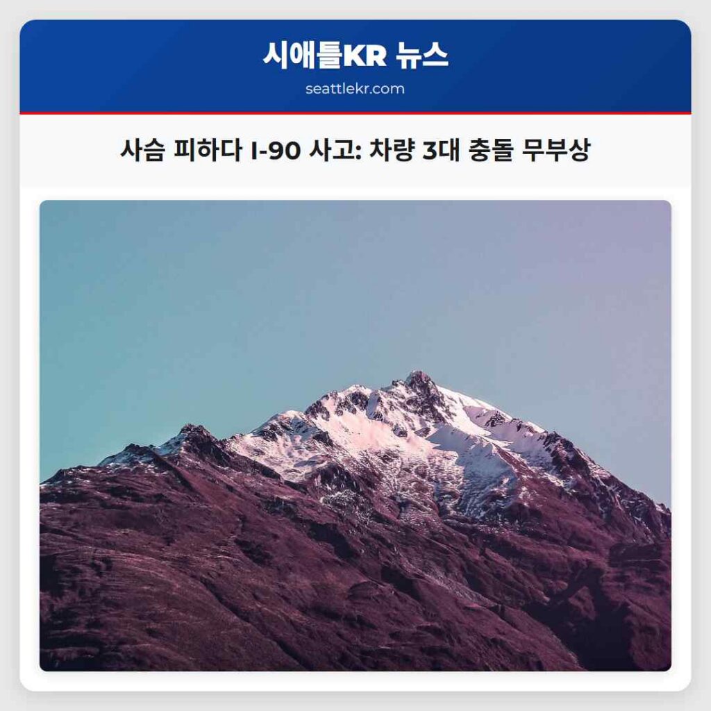 사슴 피하다 I-90 사고: 차량 3대 충돌 무부상