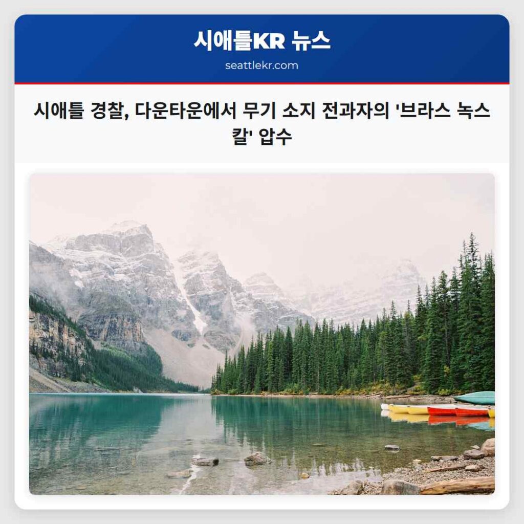 시애틀 경찰, 다운타운에서 무기 소지 전과자의 '브라스 녹스 칼' 압수