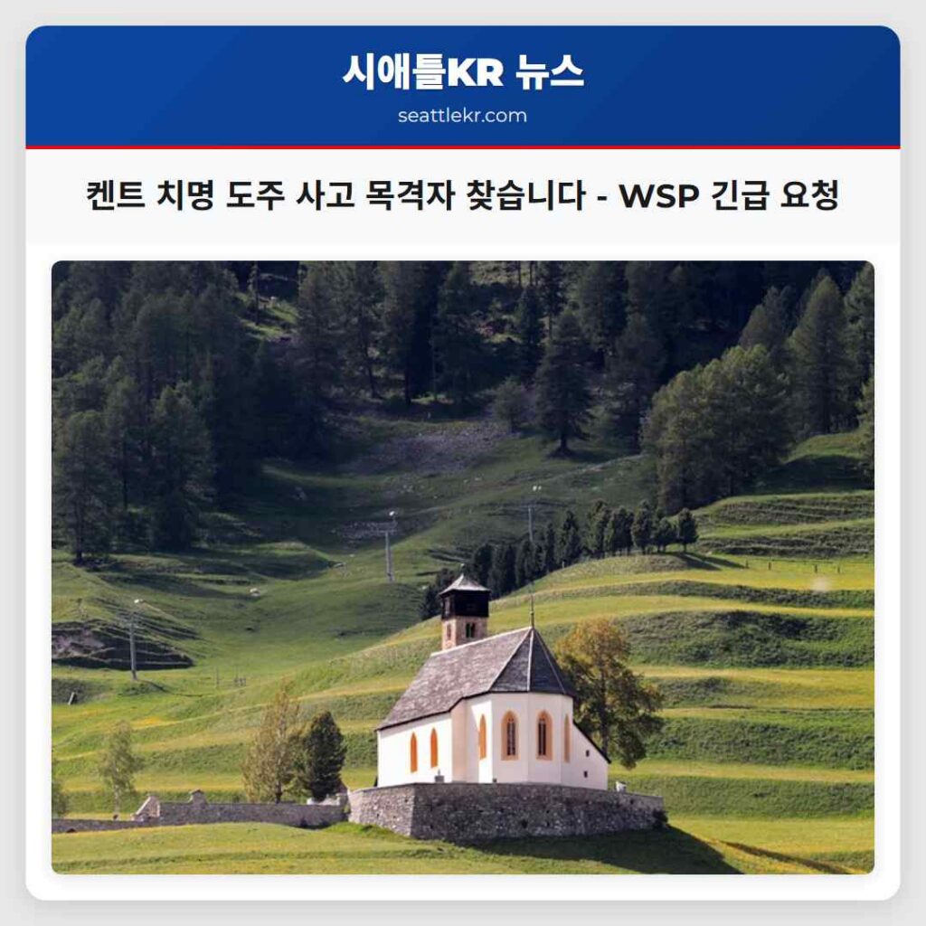 시애틀 최신뉴스 4 켄트 치명 도주 사고 목격자 찾습니다 - WSP 긴급 요청