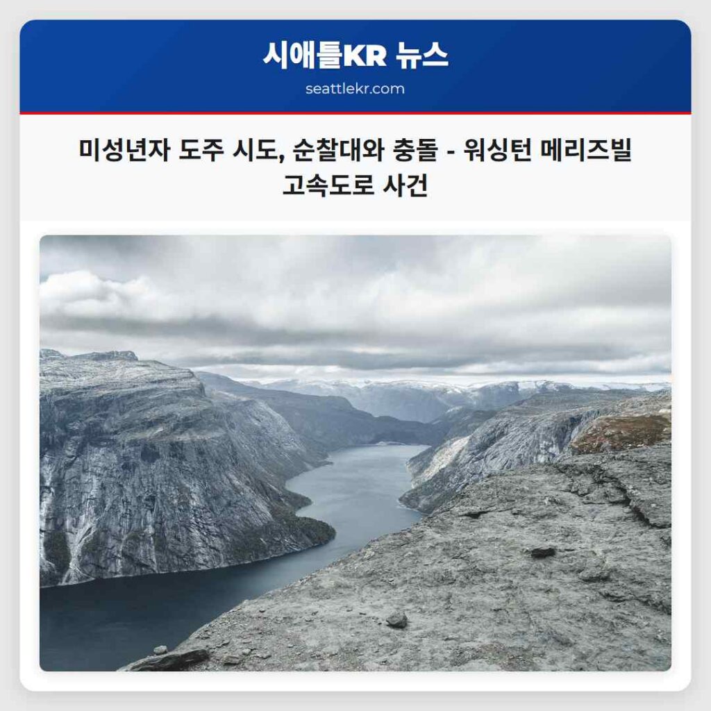 미성년자 도주 시도, 순찰대와 충돌 - 워싱턴 메리즈빌 고속도로 사건