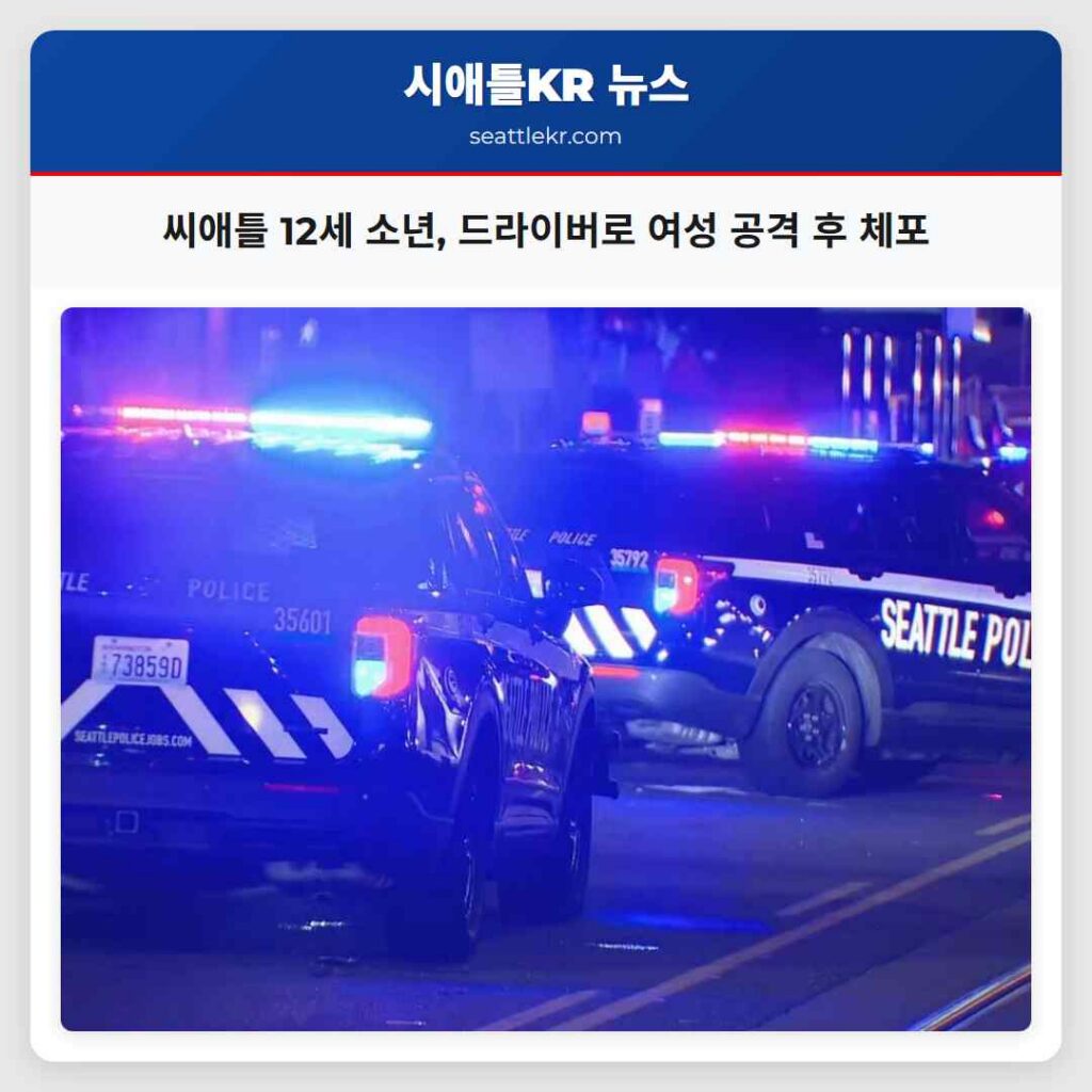 씨애틀 12세 소년, 드라이버로 여성 공격 후 체포