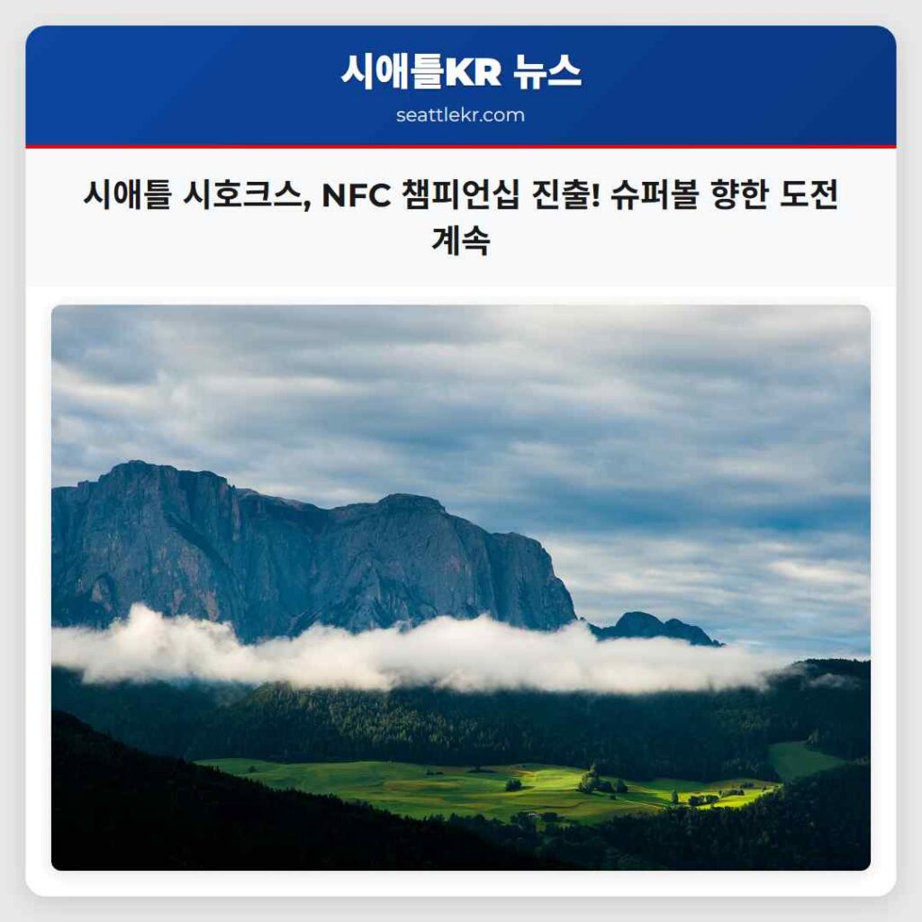 시애틀 시호크스, NFC 챔피언십 진출! 슈퍼볼 향한 도전 계속
