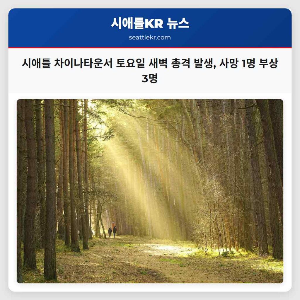 시애틀 차이나타운서 토요일 새벽 총격 발생, 사망 1명 부상 3명